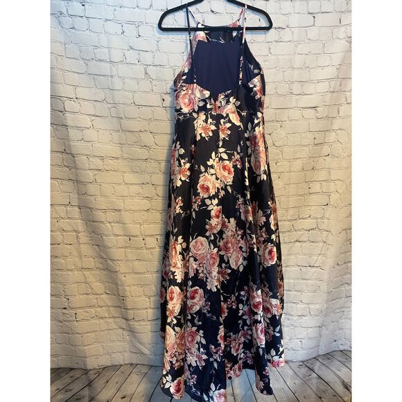 Speechless Size 13 Hi Low Halter Dress Floral Print Pockets Prom Formal NWT - Picture 2 of 15